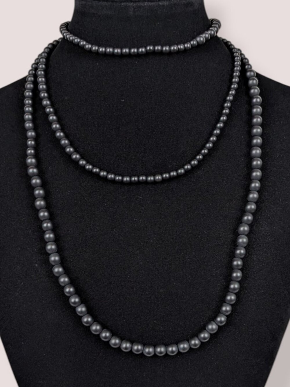 XL Black Graduated Onyx Beaded Infinity Necklace